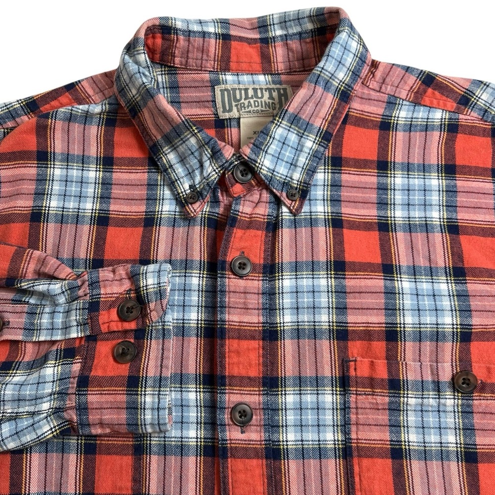 Duluth Trading Co Mens XL Multicolor Plaid Long Sleeve Button Down Flannel Shirt